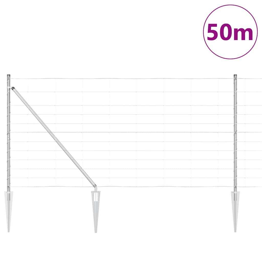 Wildzaun Silber 50 x 1,2 m Verzinkter Stahl